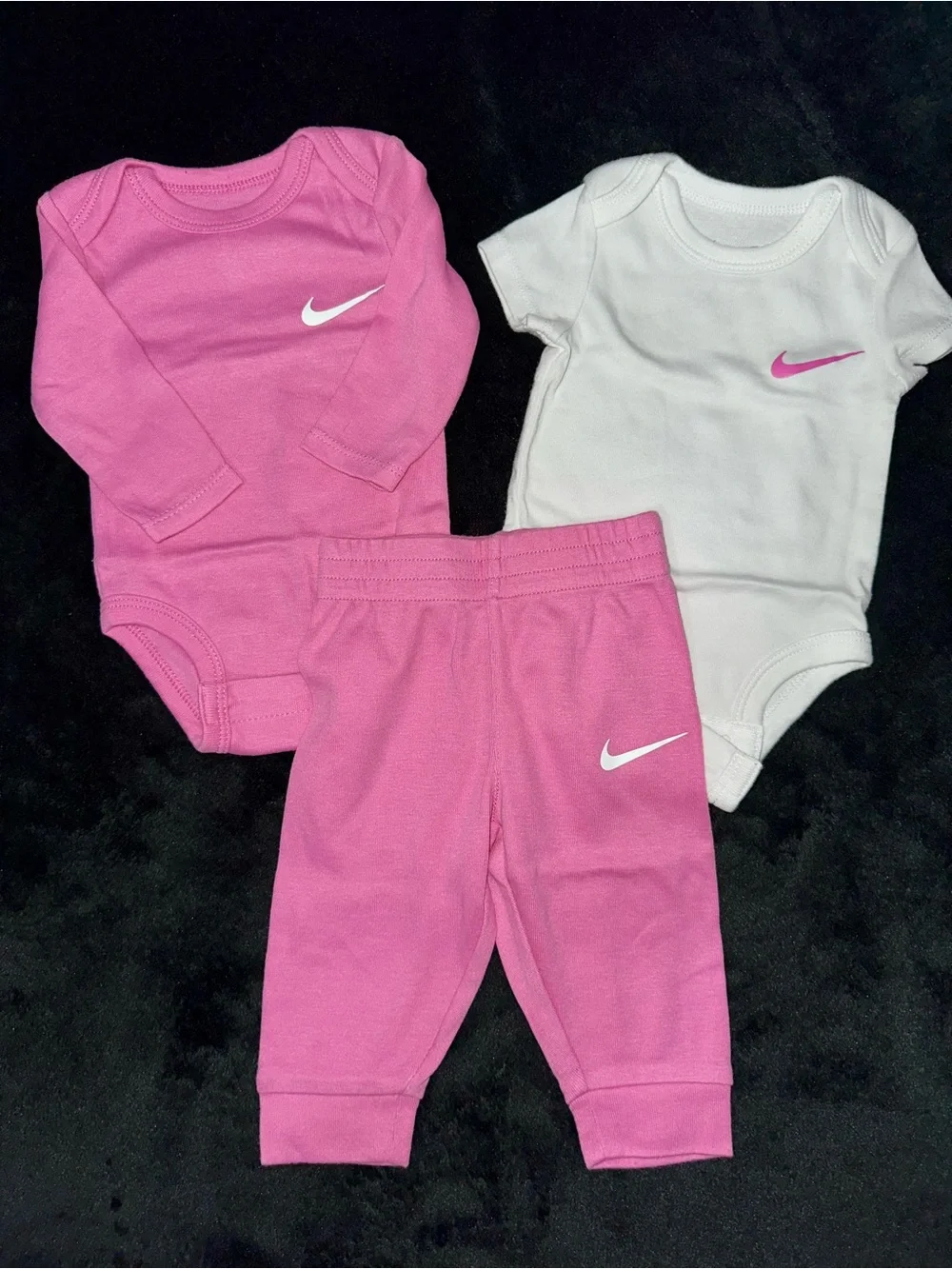 Nike Girls' Pink & White 3-Piece Bodysuit and Pants Set - Picture 2 of 3